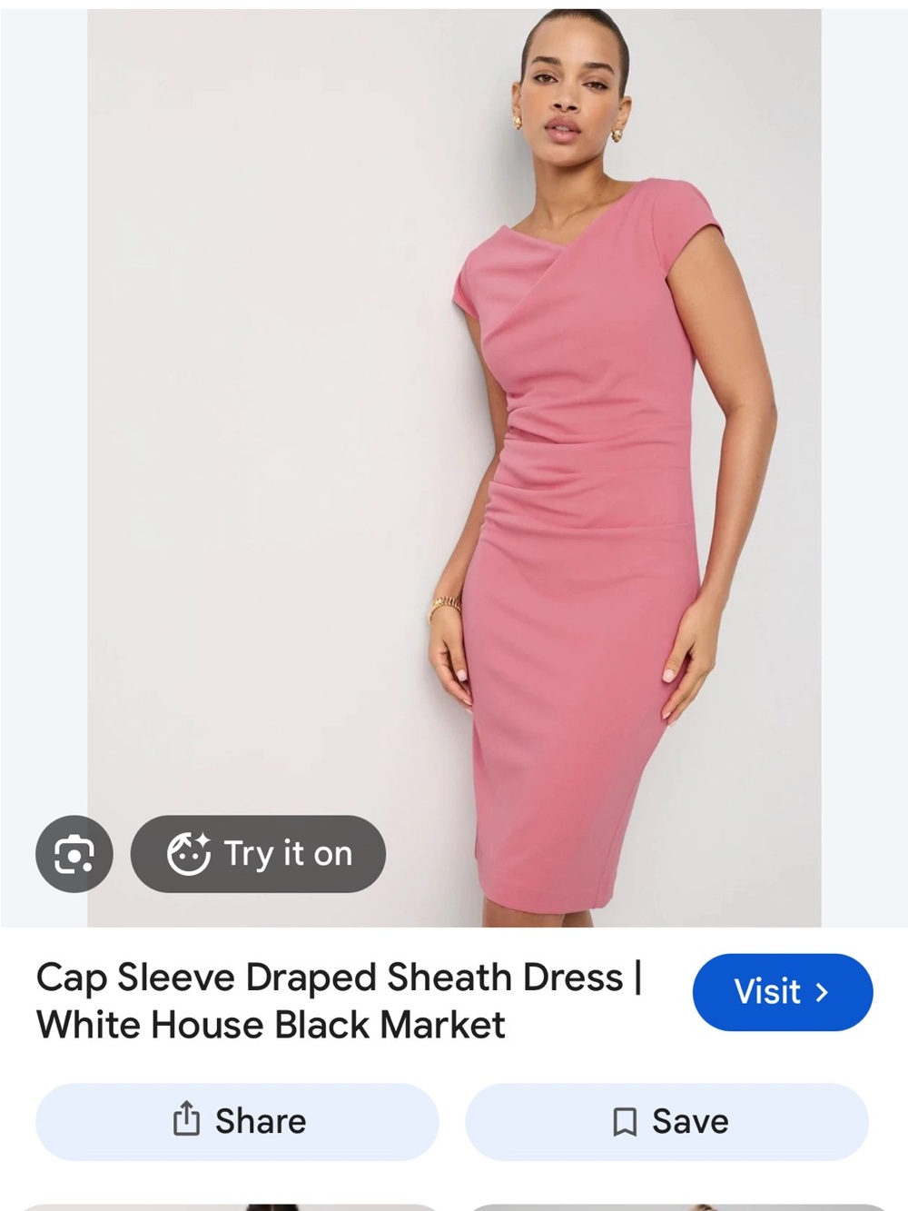 White House Black Market SAGE GREEN   Cap Sleeve Draped Sheath Dress